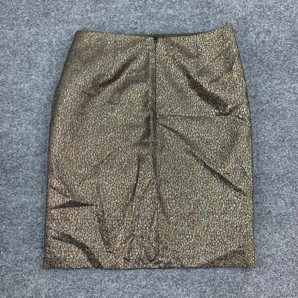 New York & Company Metallic Pencil Skirt Womens 6 Gold Silver Flecks Back Zip - Picture 3 of 12